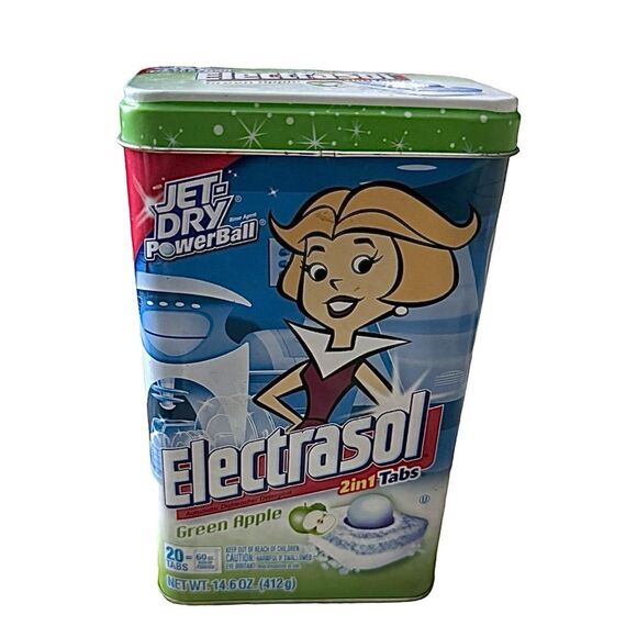 Decorative Tin Canister Electrasol JANE JETSON Jet-Dry Green Apple 2004 - Picture 1 of 3